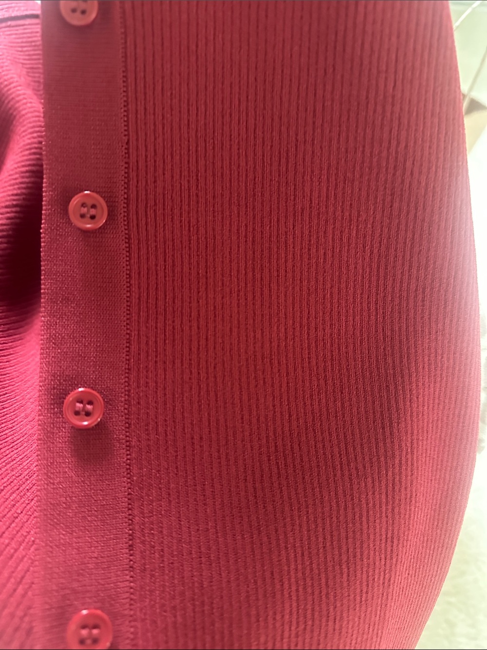 STAUD Off-Shoulder Ribbed Button-Front Sweater - Rust Red - Picture 4 of 4